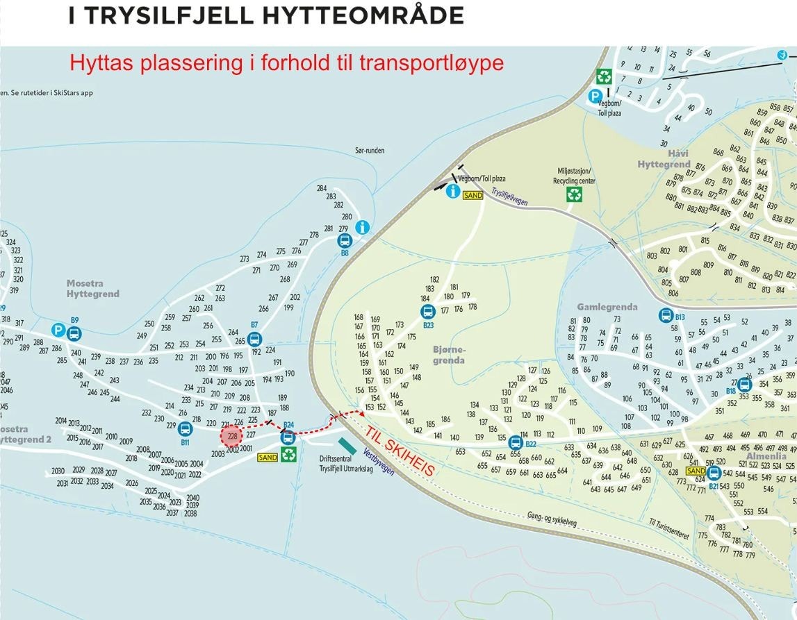 Hyttas plassering til Skiheis Galleribilde