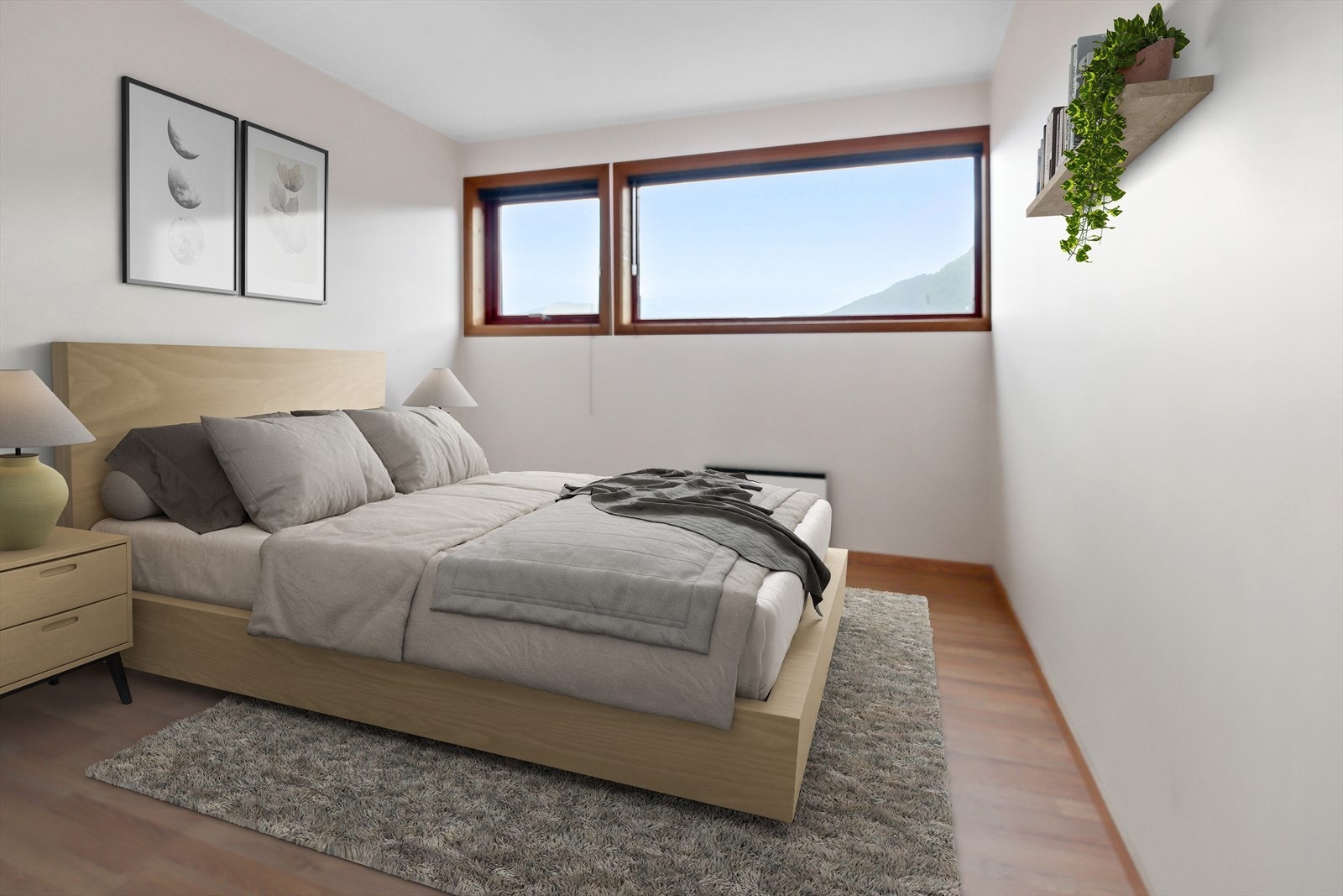 Det er 2 soverom i underetasjen. (Bildet er møblert digitalt) Galleribilde