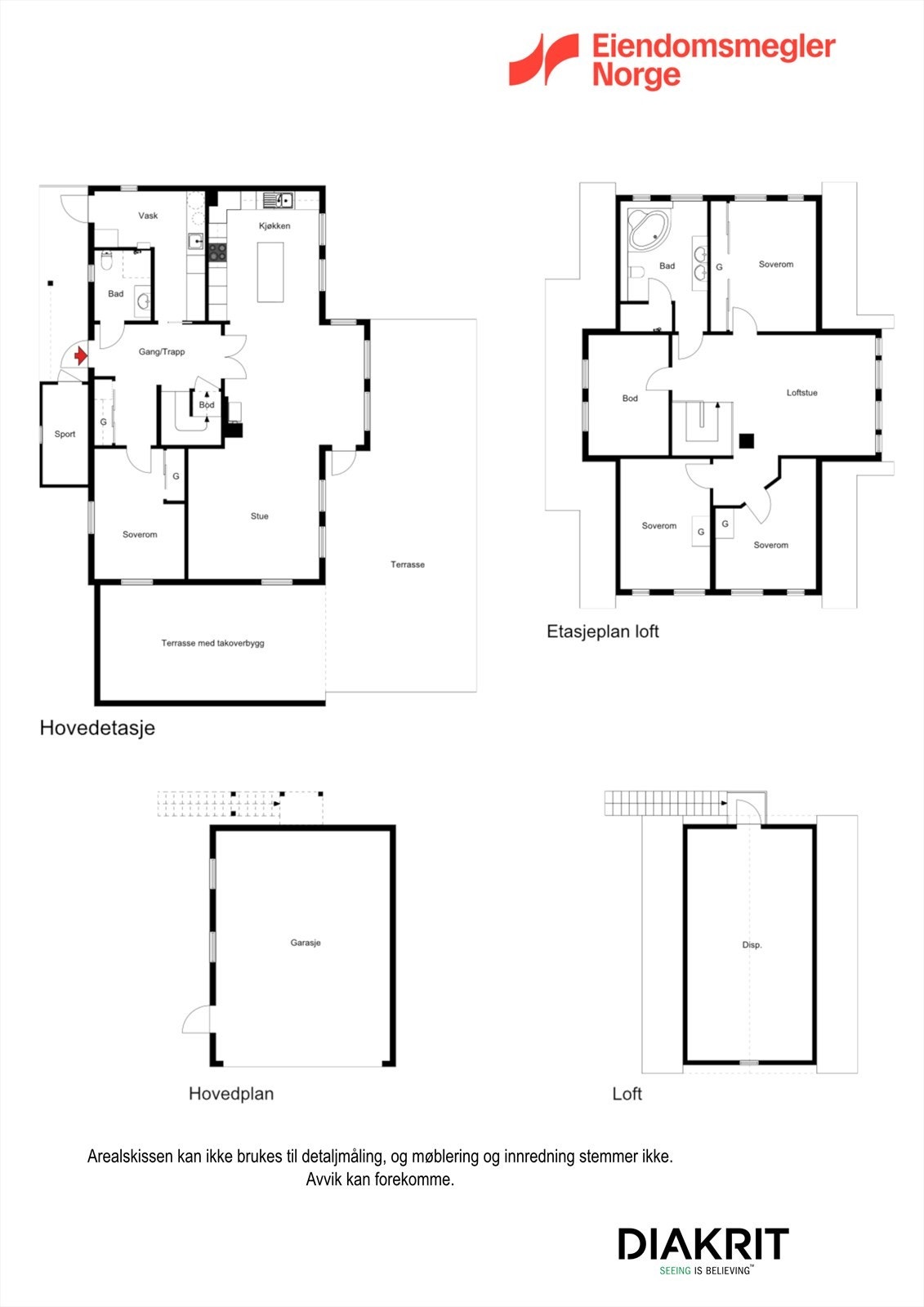 2D planskisse av huset med garasje. Galleribilde