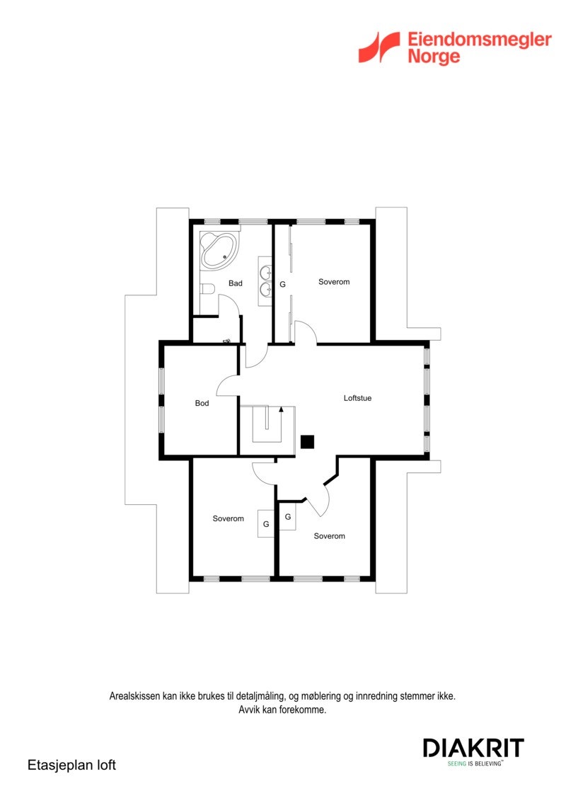 2D planskisse av overetasjen. Galleribilde