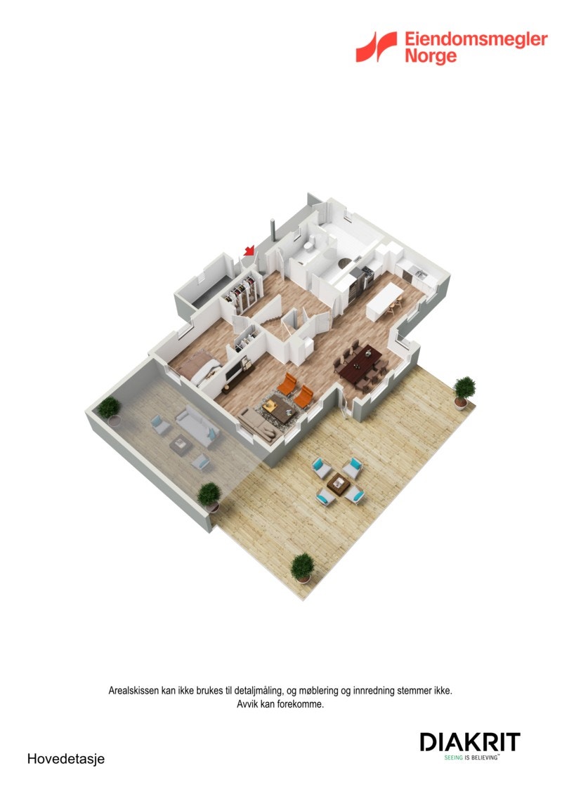 3D planskisse av hovedetasjen. Galleribilde