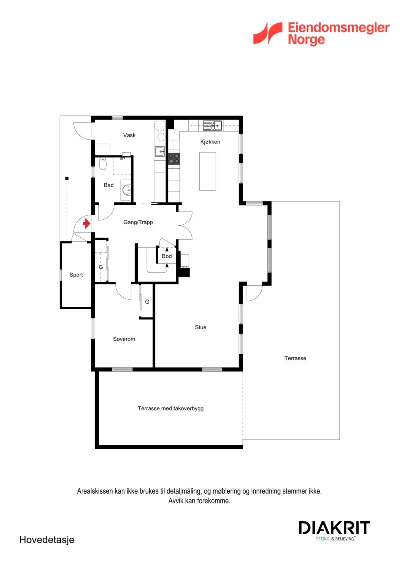 2D planskisse av hovedetasjen. Galleribilde