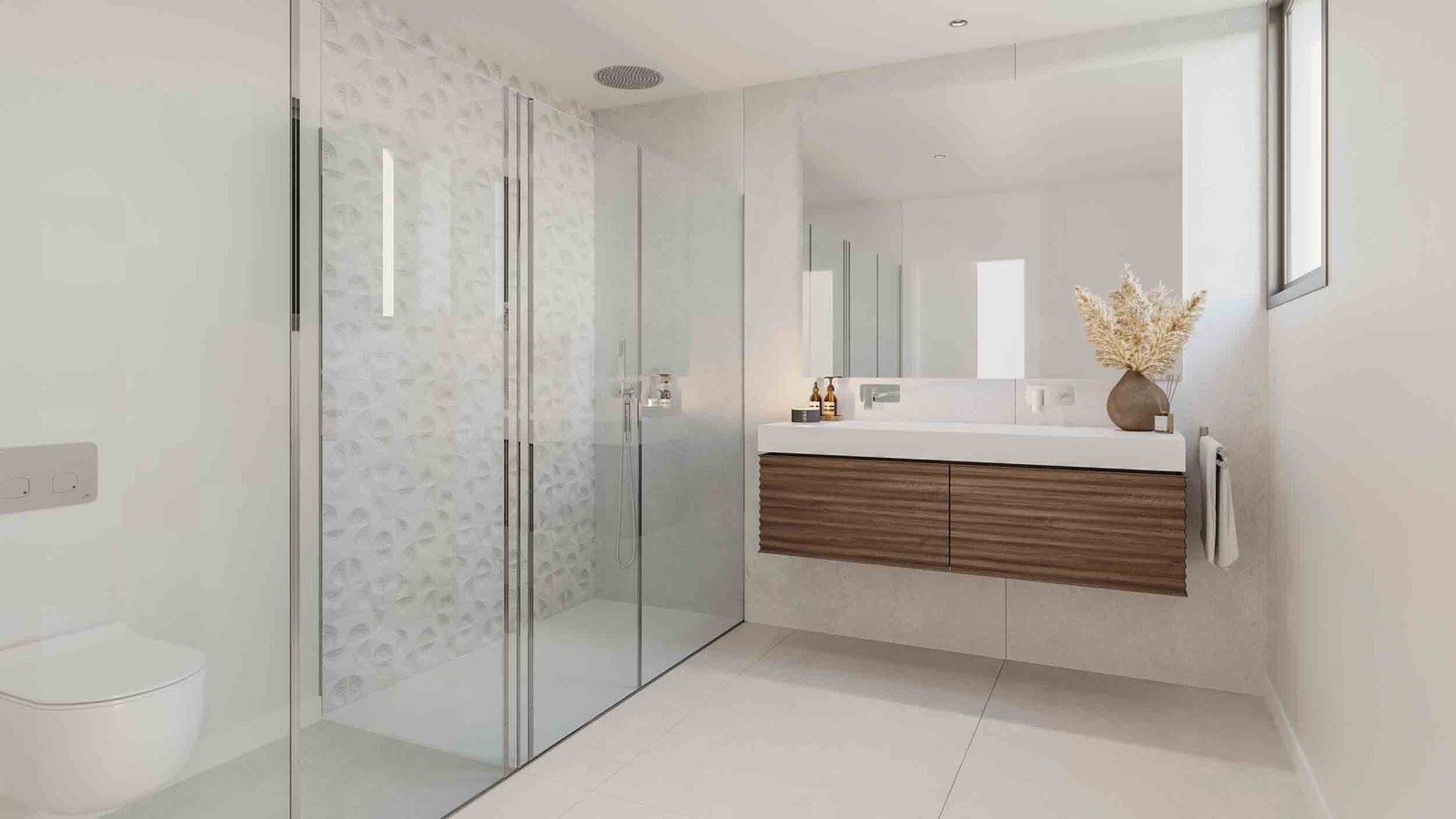 Lyst og romslig baderom Galleribilde