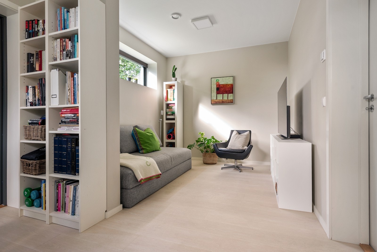 Hybel eller kjellerstue med egen inngang - opplegg for vann/avløp i vegg for mulig etablering av hybel-kjøkken. Galleribilde