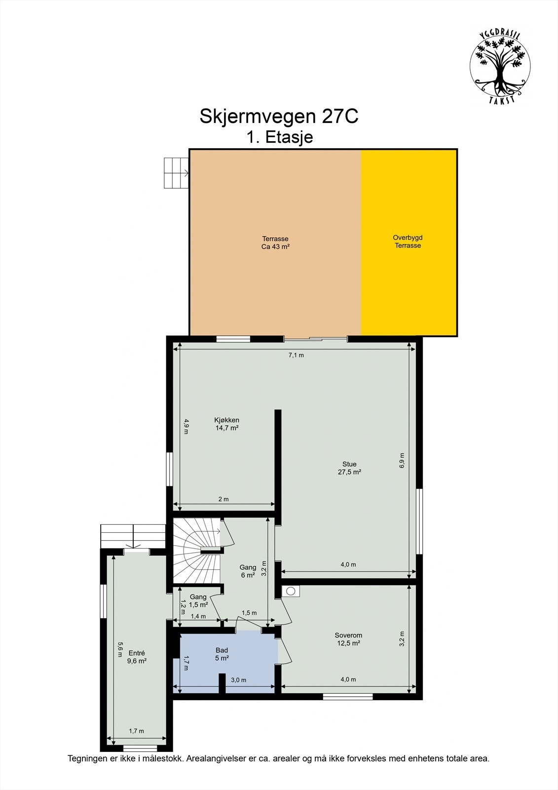 Plantegning 1. etasje Galleribilde