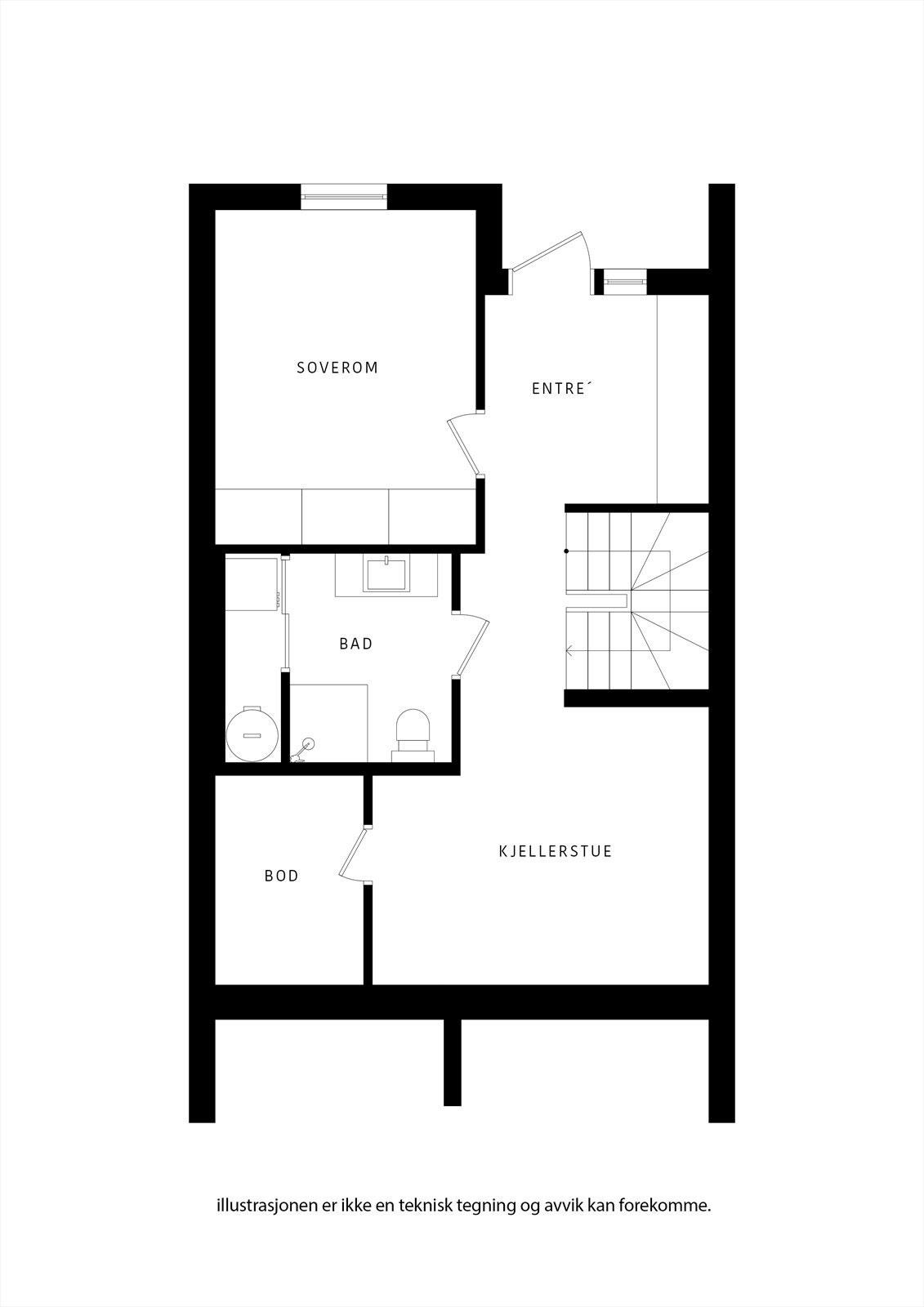 Sjarmerende bolig med soverom, bad, stue og bod. Praktisk entré og trapp til andre etasje. Galleribilde