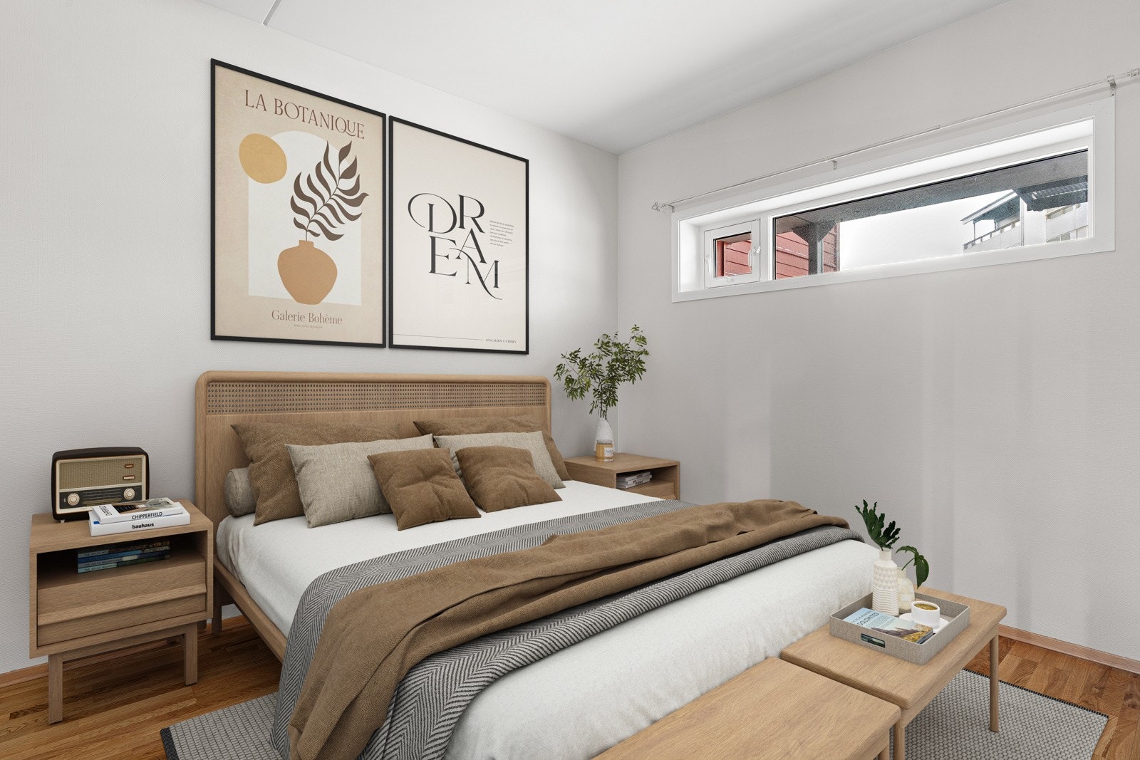 Soverom 2. Digital styling som illustrasjon.