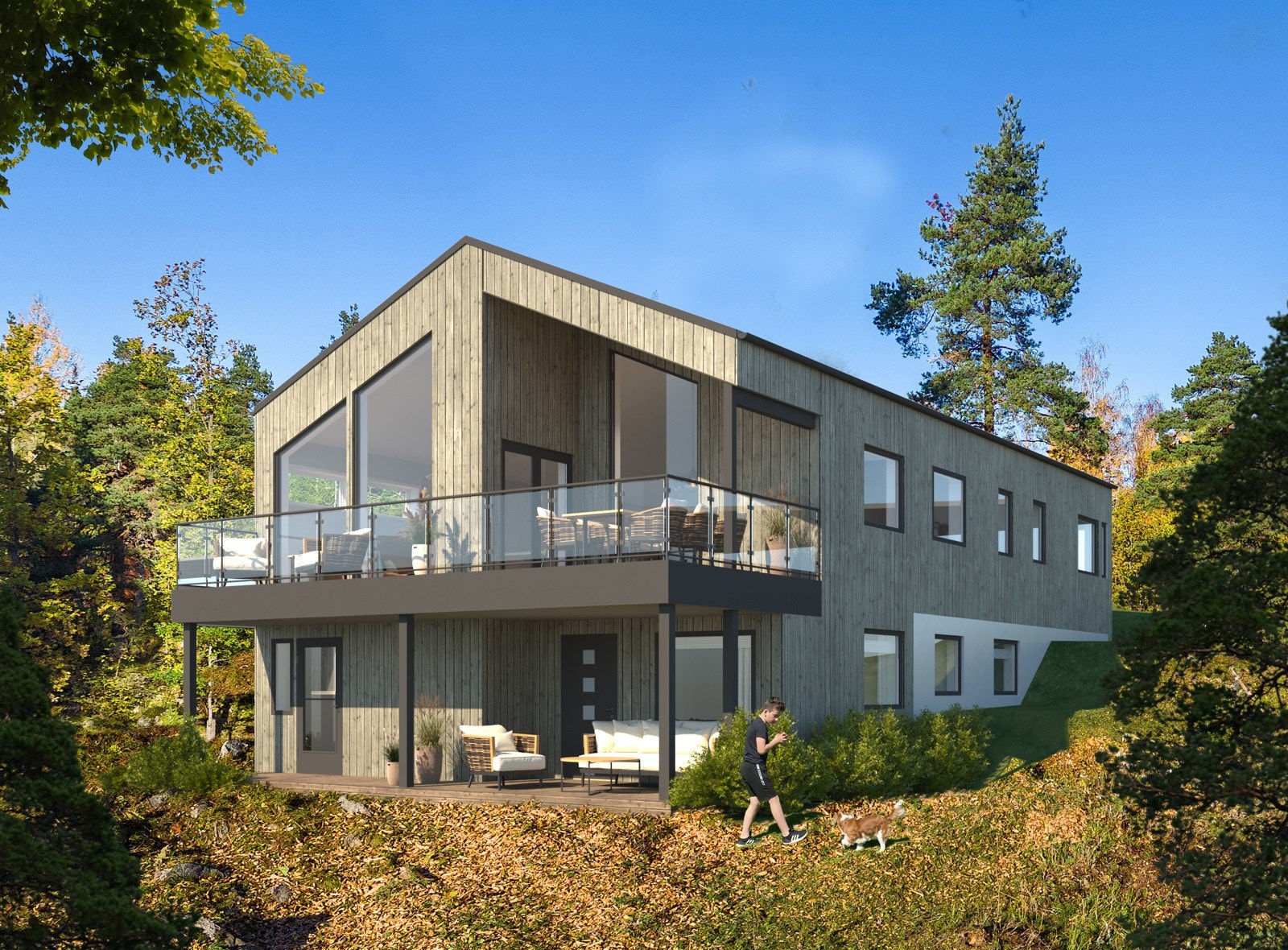 Tomt 3 og 4 er planlagt med saltak Galleribilde