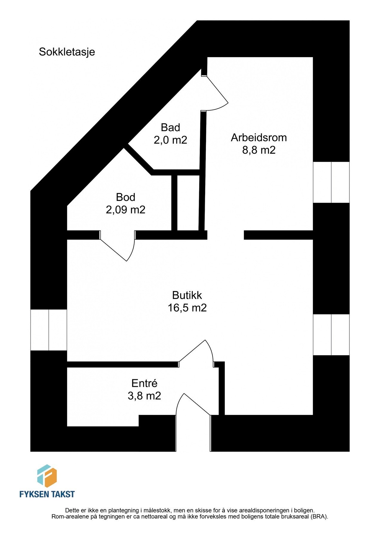 Planskisse av næringsdelen i sokkeletasje. Galleribilde
