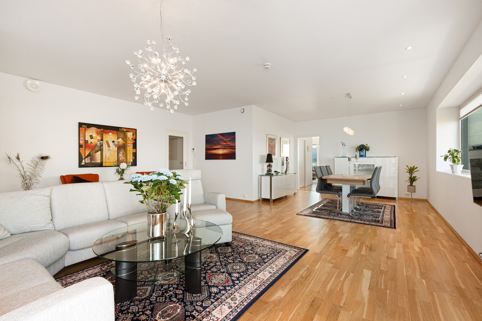 Stor stue med naturlige soner. Galleribilde