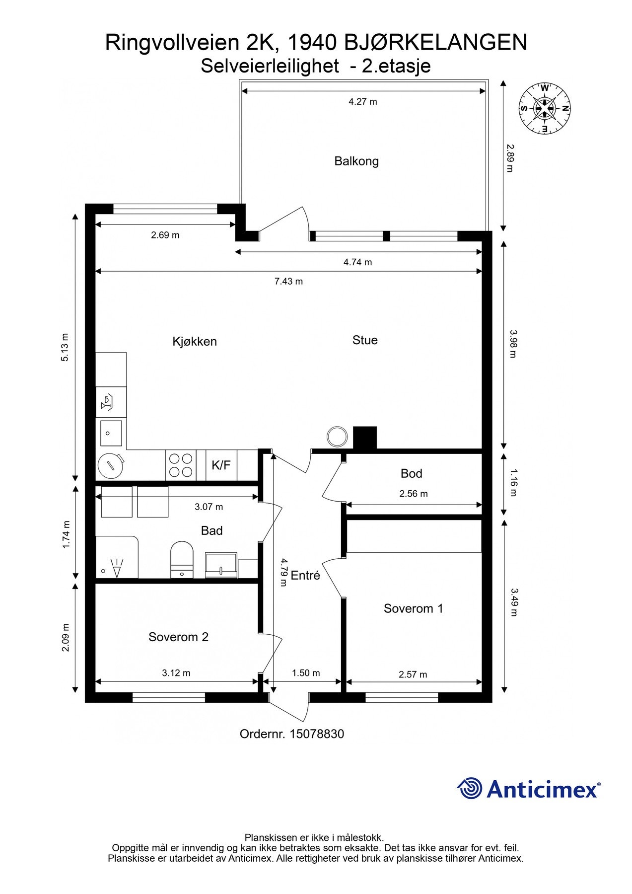 For en ekstra liten oversikt får du først se plantegningen over leiligheten. Galleribilde