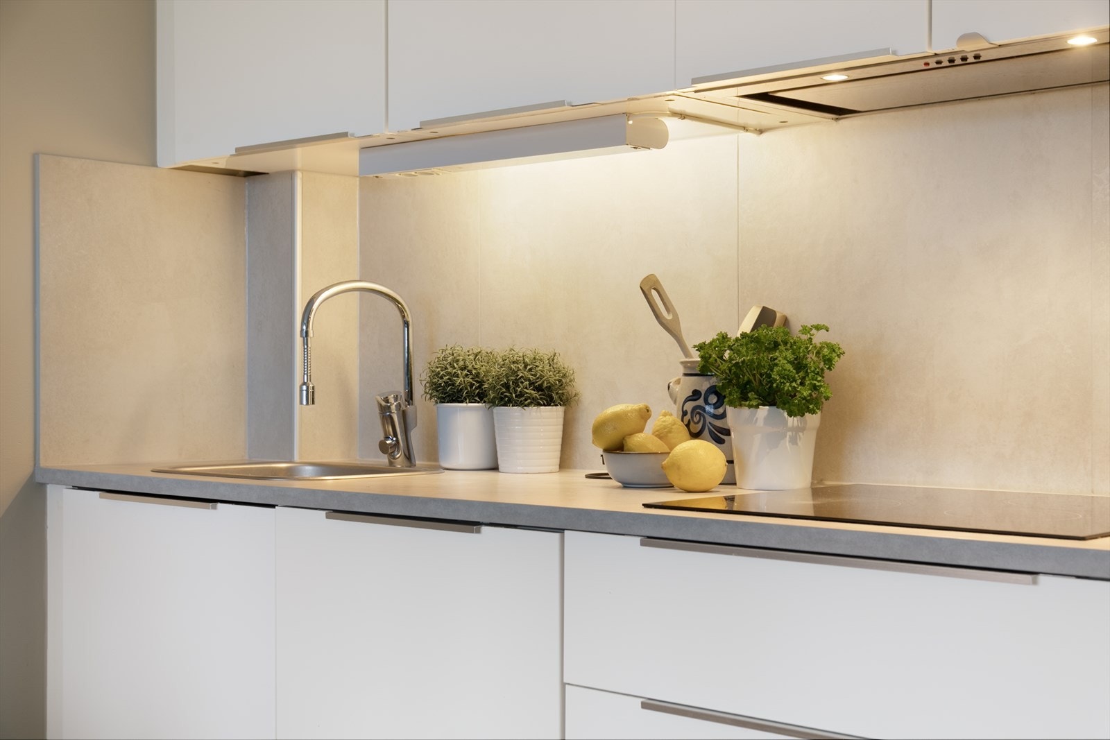 Av hvitevarer følger komfyr, platetopp, oppvaskmaskin og kjøleskap. Galleribilde