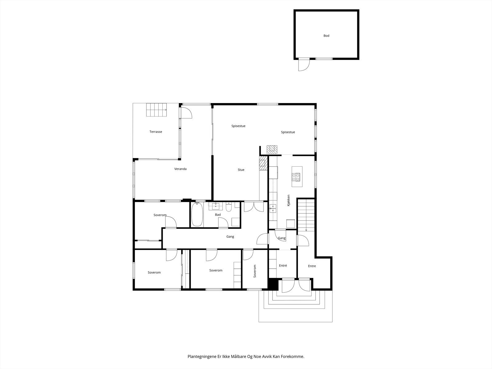 Hovedetasjen på 140 m² har en god planløsning med fire soverom, stue, kjøkken og bad. Galleribilde