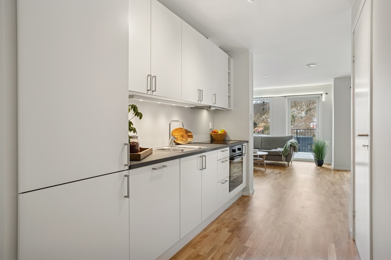 Kjøkkenet er utstyrt med integrerte hvitevarer Galleribilde