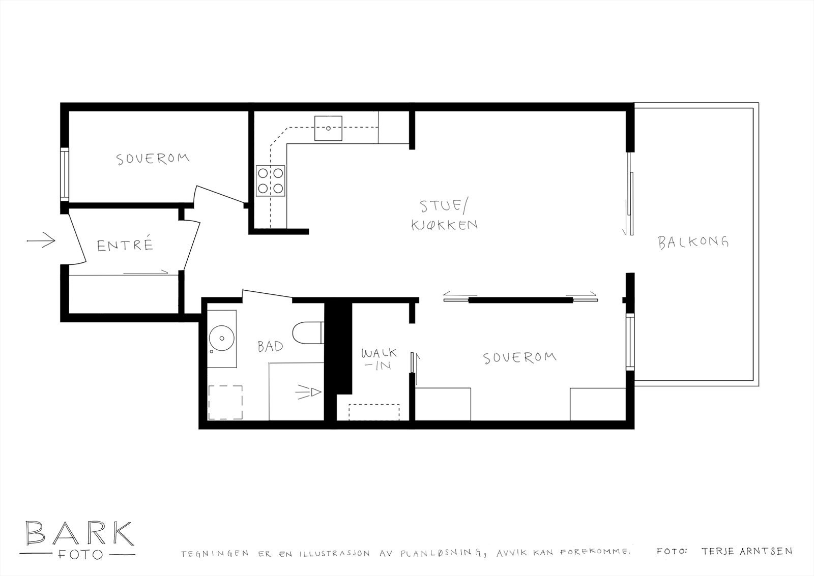 Leiligheten har svært funksjonell planløsning. Galleribilde
