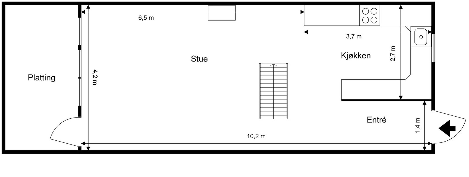 Plantegning hovedetasje. Galleribilde