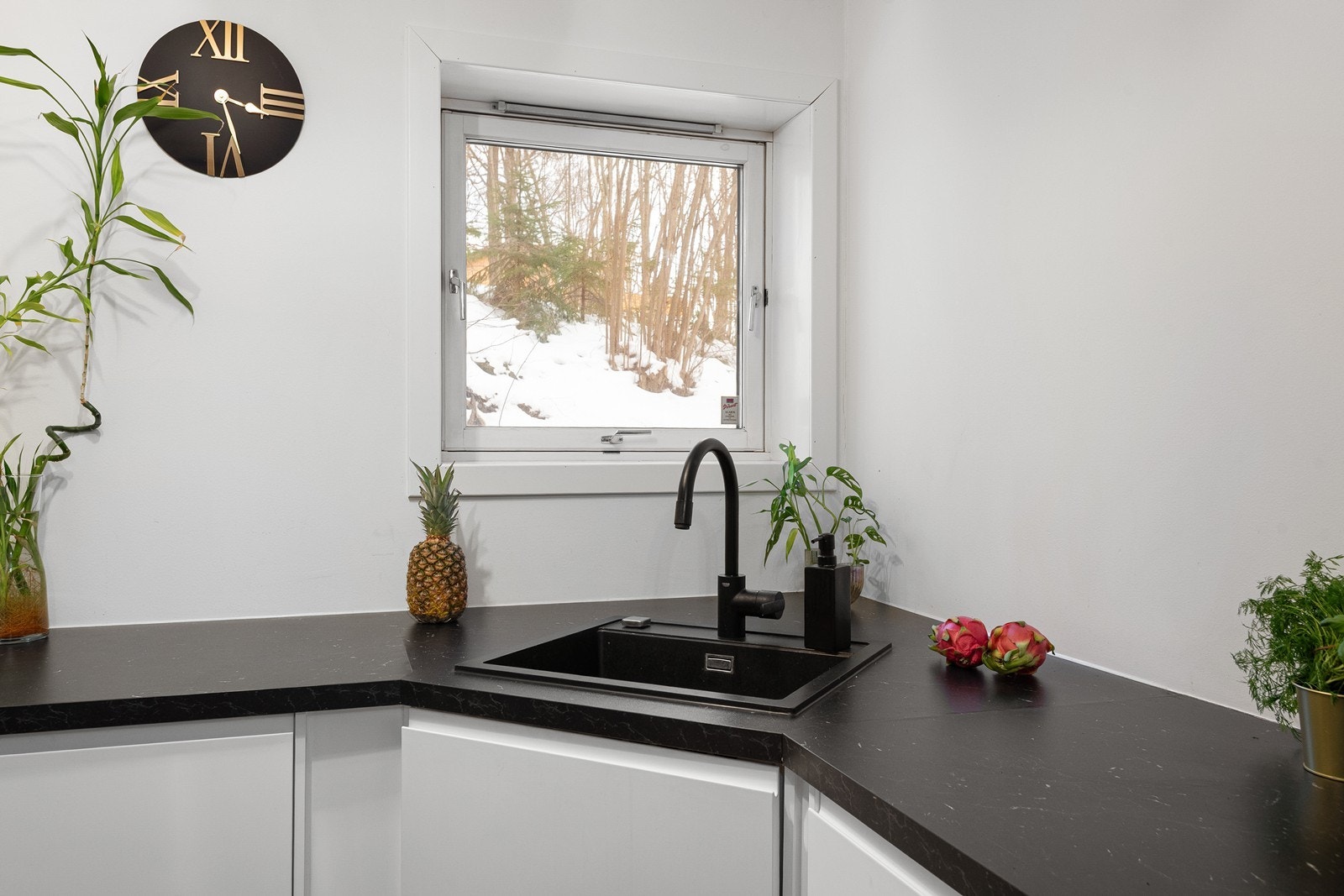 Laminat benkeplate med nedfelt oppvaskkum og stor induksjonstopp Galleribilde