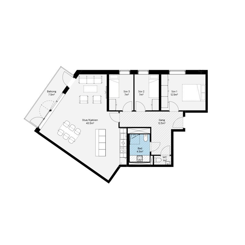 Plantegning for 7007 i Ulvenkroken brl. Galleribilde