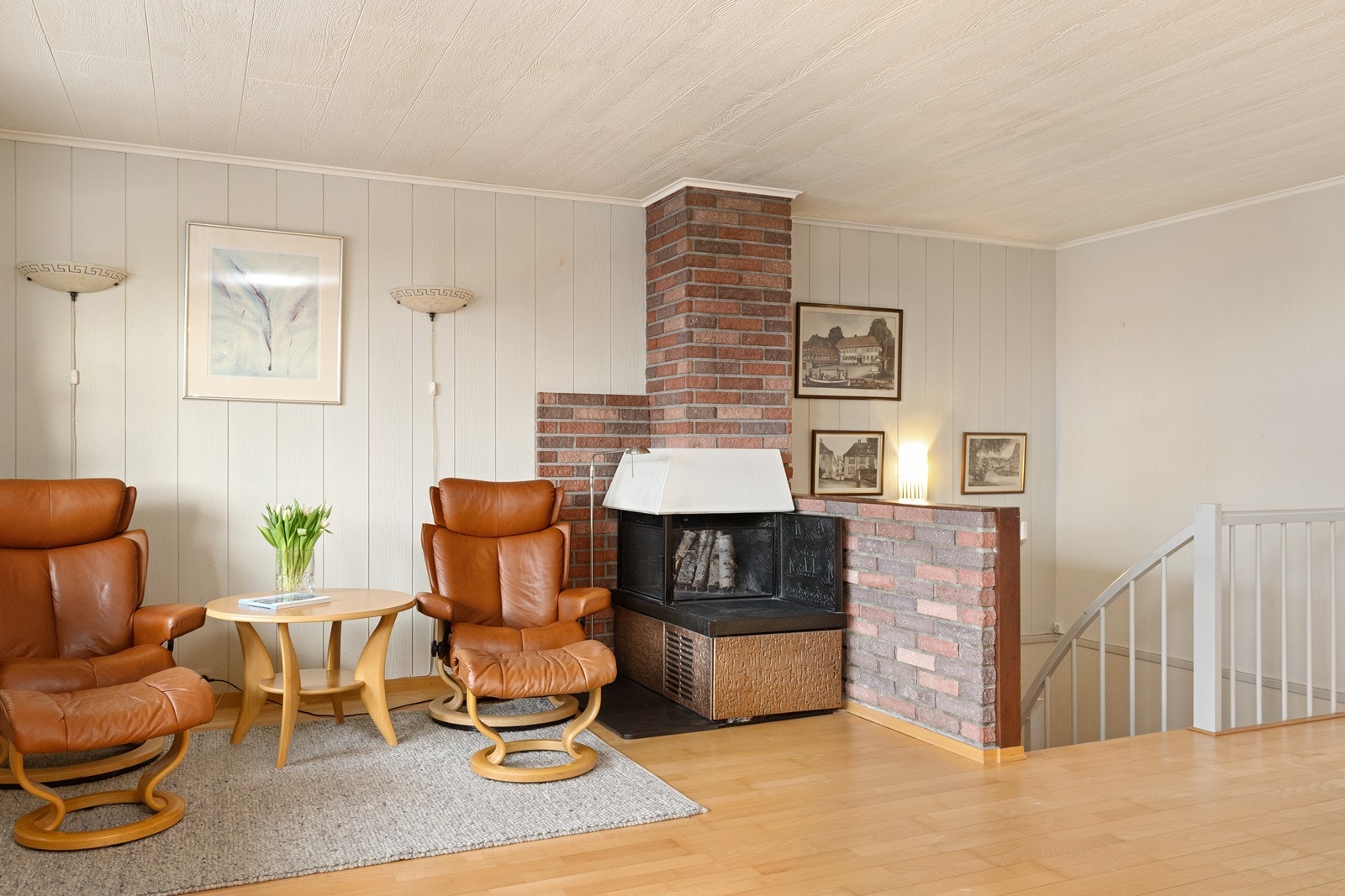 En åpen mursteinspipe gir en lun atmosfære på kalde dager. Galleribilde