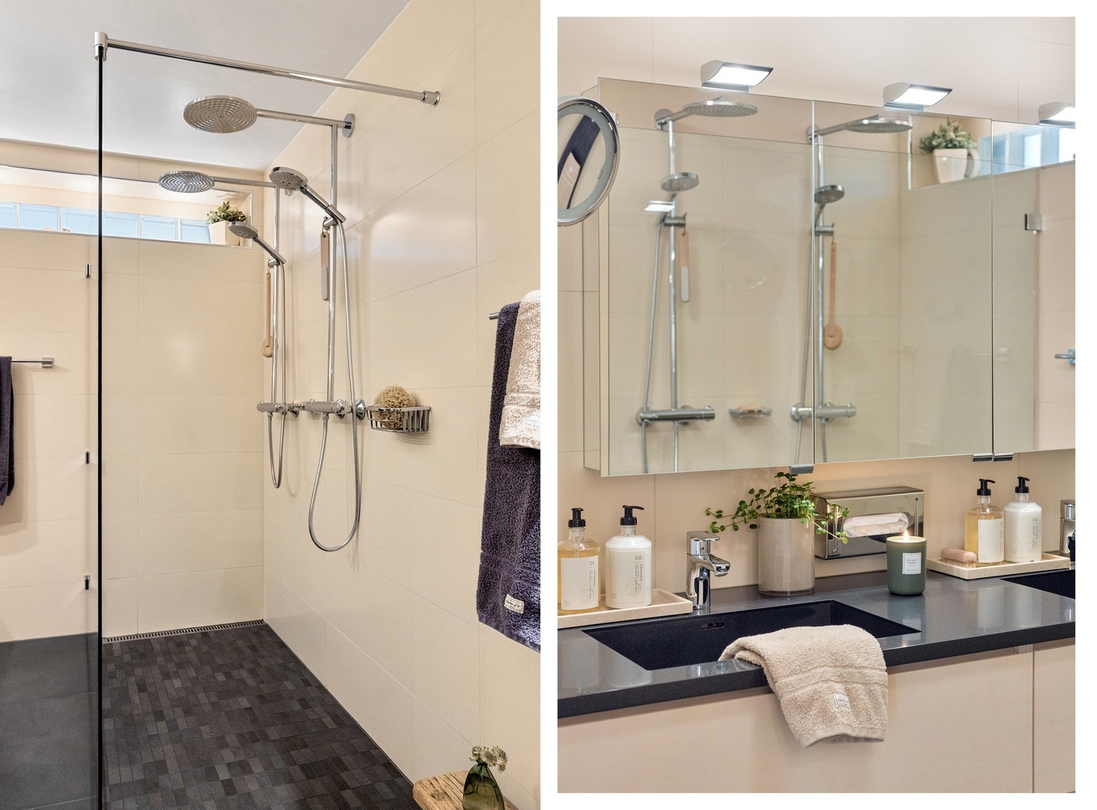 Heldekkende dobbel servant i kompositt, og dobbeldusj Galleribilde