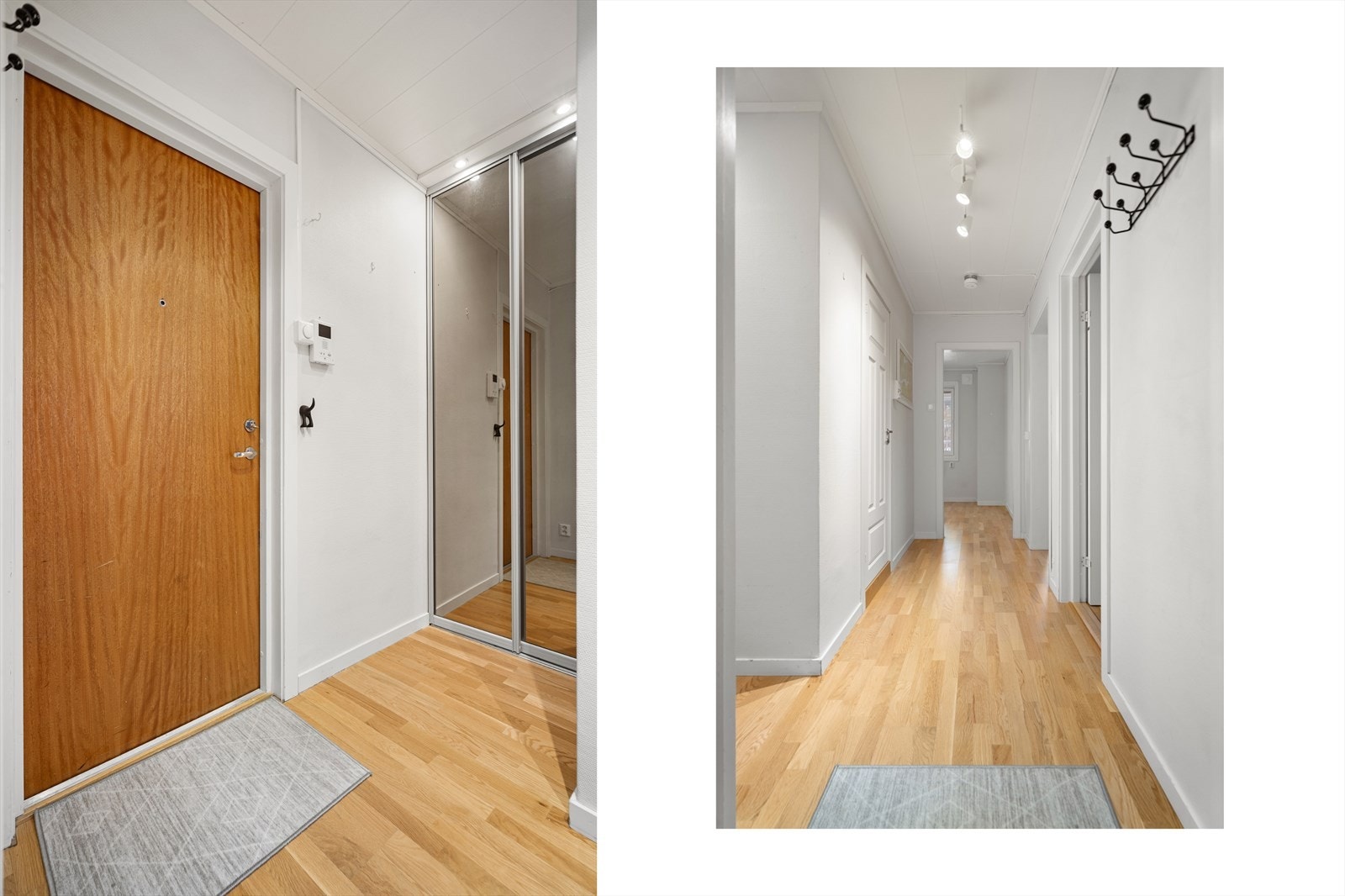 Velkommen inn! Romslig entré med skyvedørsgarderobe som gir god plass for oppbevaring av yttertøy Galleribilde