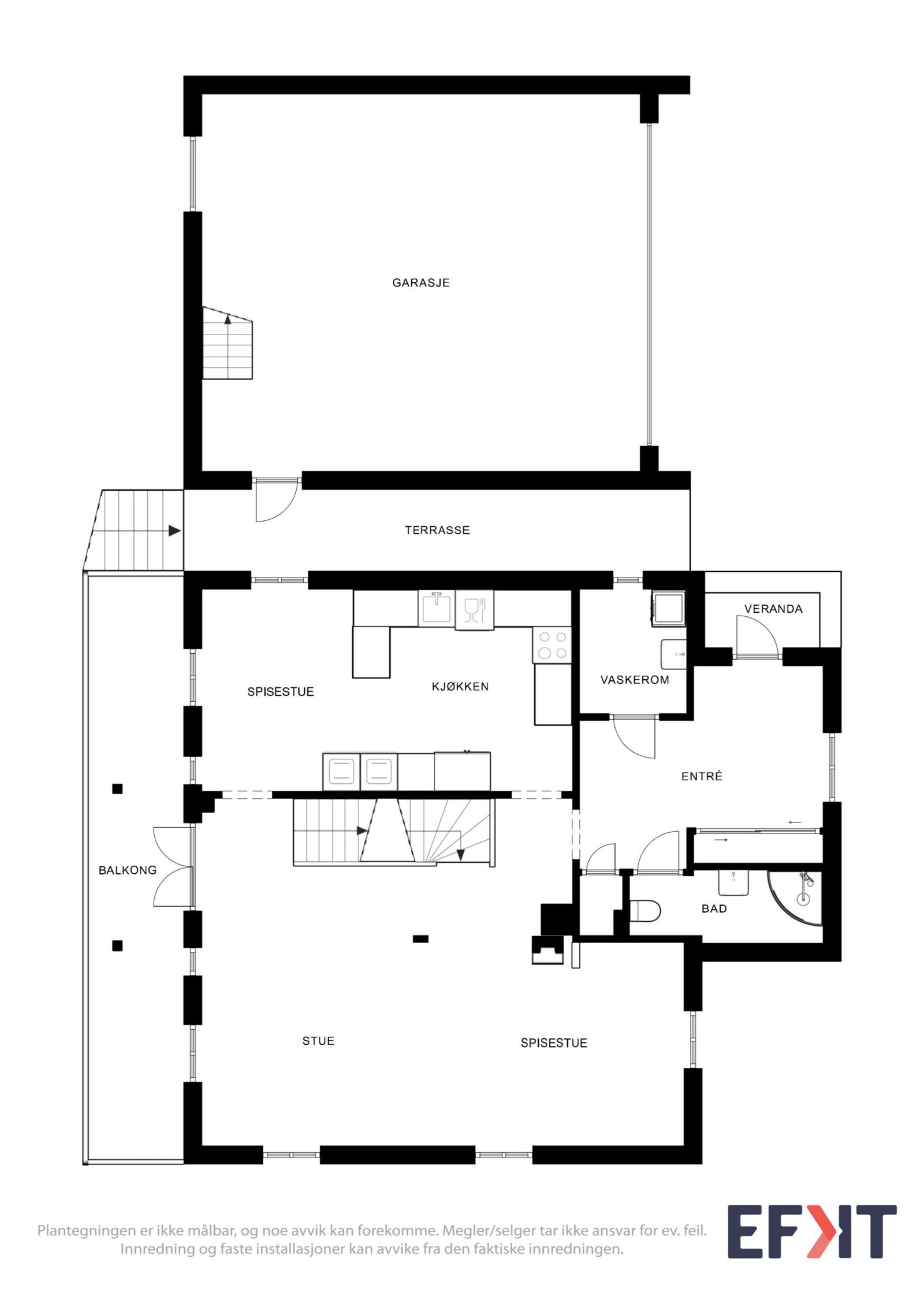 Hovedplan bolig og garasje. Galleribilde
