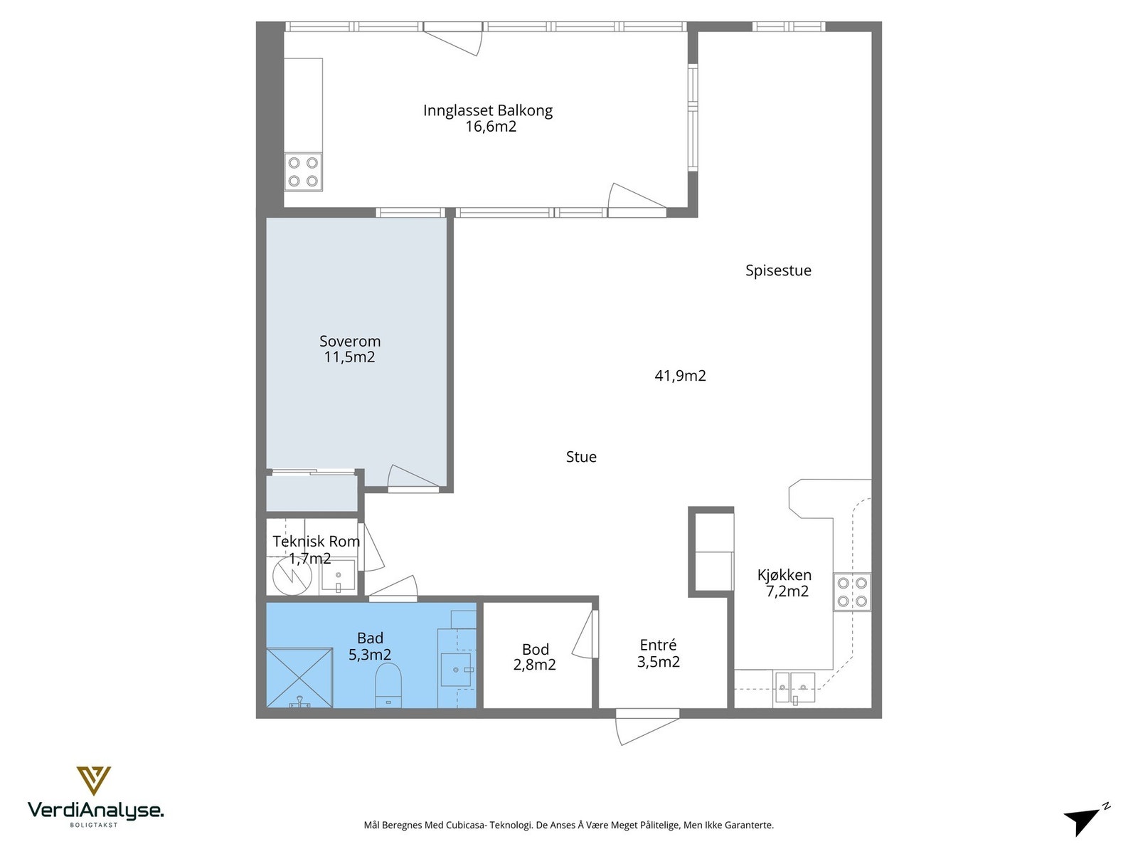 Planskisse med areal - 7. etasje. Galleribilde