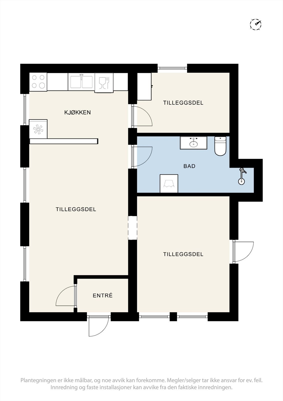 Plantegning av garasje omgjort til leilighet - ikke søkt om eller godkjent. Se punkt "Ferdigattest". Galleribilde