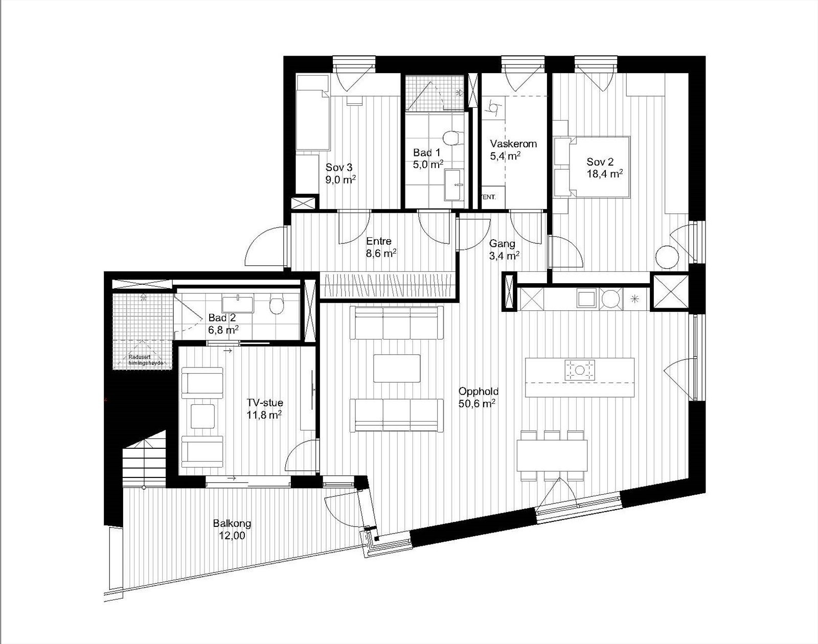 Alternativ plantegning - om kjøper ønsker denne planløsningen kan dette endres uten kostnad. Galleribilde