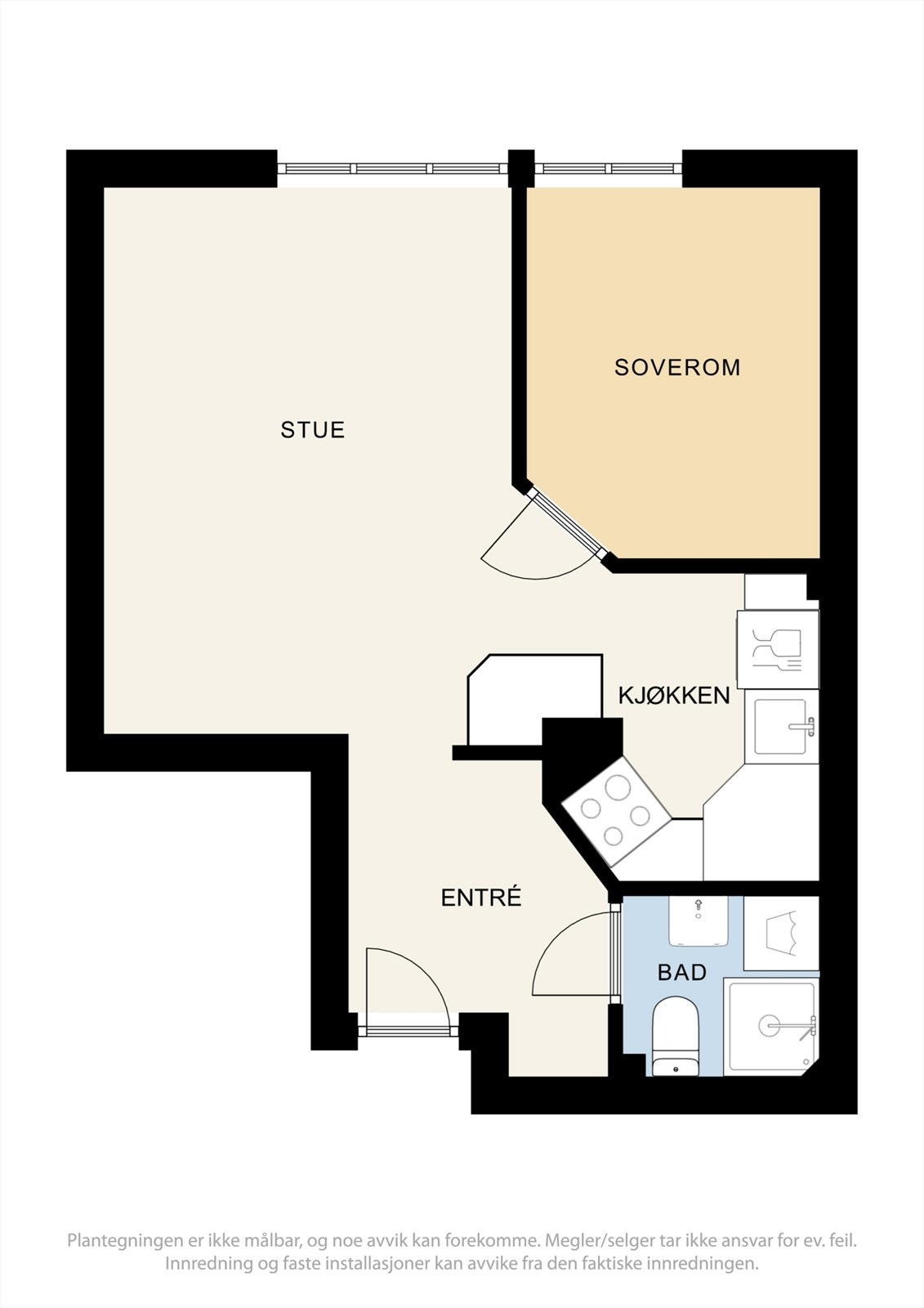 Plantegning - Leiligheten ligger fint til i byggets 5.etasje. Galleribilde