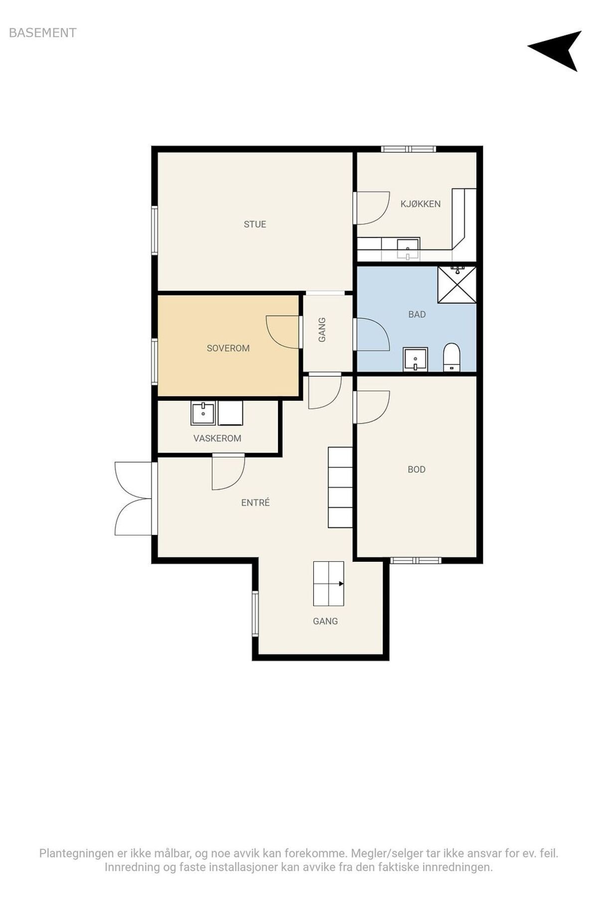 Arbeidsrom (definert som soverom på plantegning) er ikke et godkjent soverom. Galleribilde