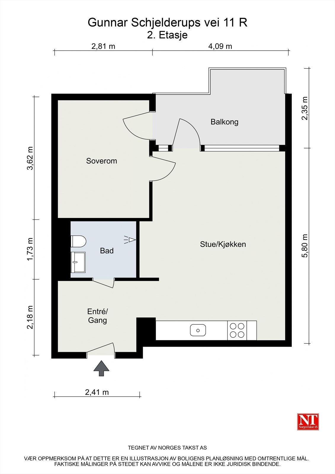 Gunnar Schjelderups vei 11 R - Plantegning Galleribilde