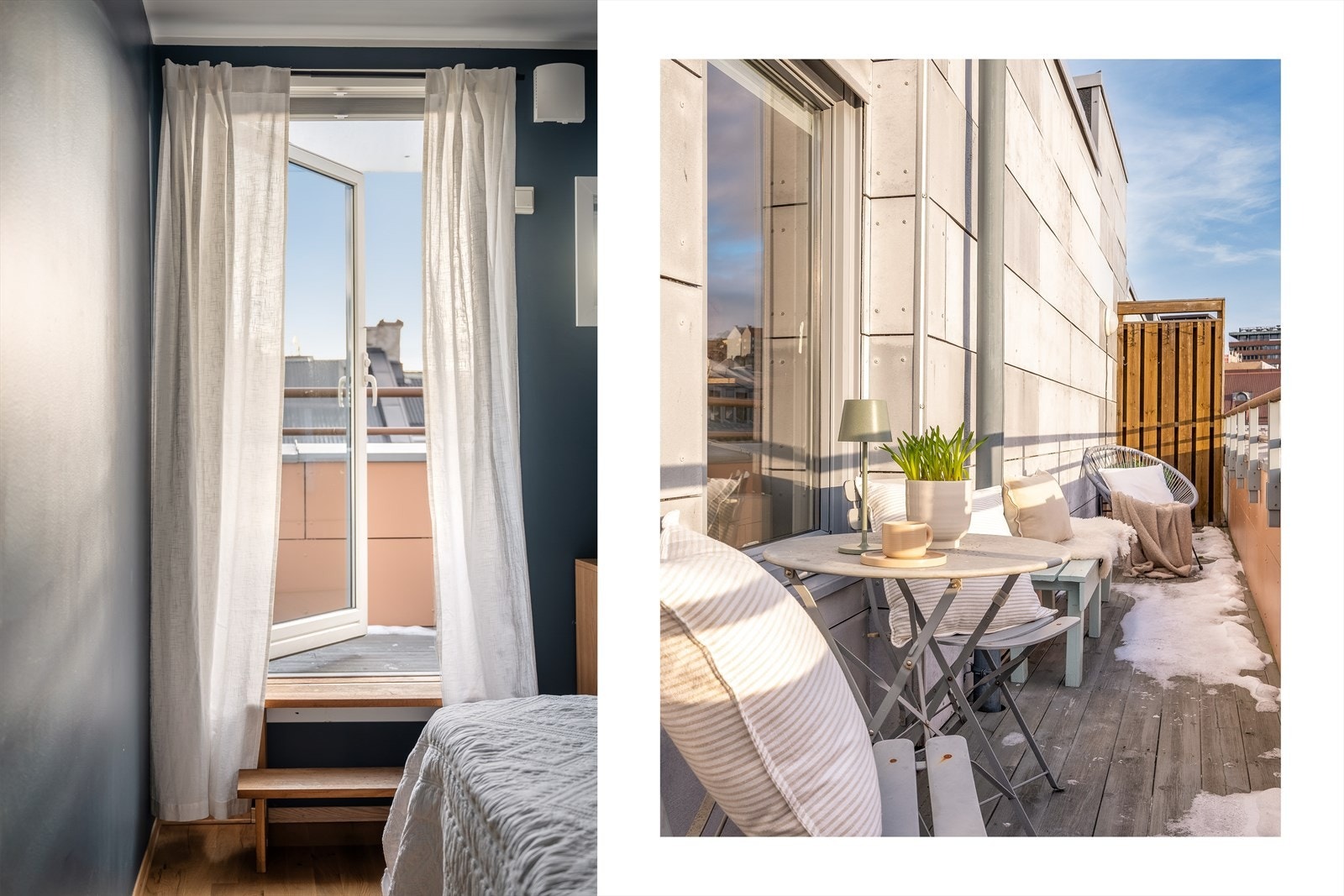 Her kan du nyte morgenkaffen i solveggen. Galleribilde