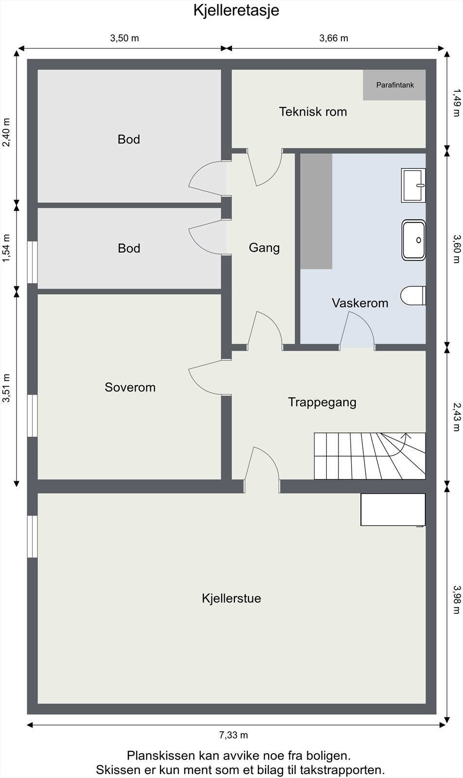 Plantegning U.etg. Etasjen er ikke godkjent for varig opphold. Galleribilde