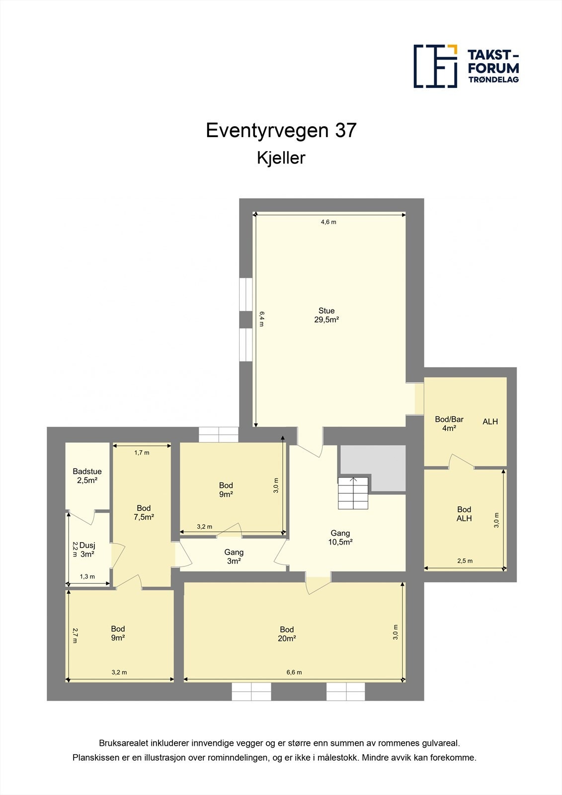 Planskisse kjeller. Galleribilde