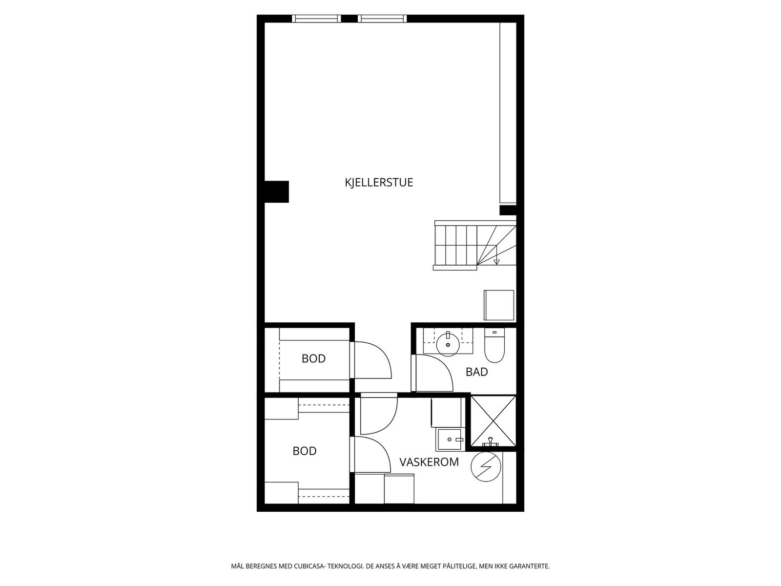 Veiledende planskisse underetasje. Merk: Kjellerstuen er ikke bruksendret Galleribilde