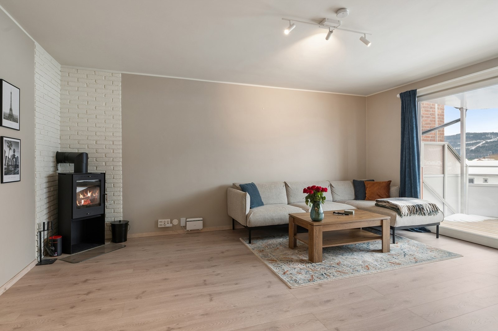 Vi beveger oss videre inn i en lys og innbydende stue. Galleribilde