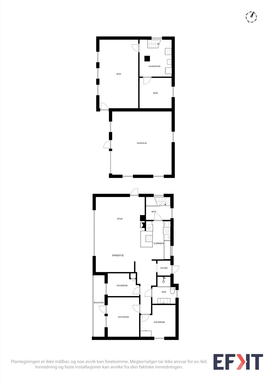 Plantegningen gir en god oversikt over boligens totale areal og romfordeling. Galleribilde
