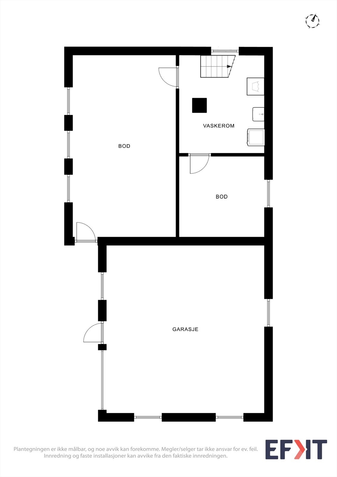 Underetasjen inneholder garasje, vaskekjeller og to praktiske boder for lagring. Galleribilde