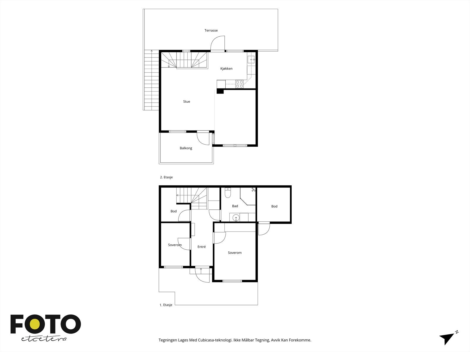 Begge etasjer. Veiledende plantegning - Ikke målbar Galleribilde