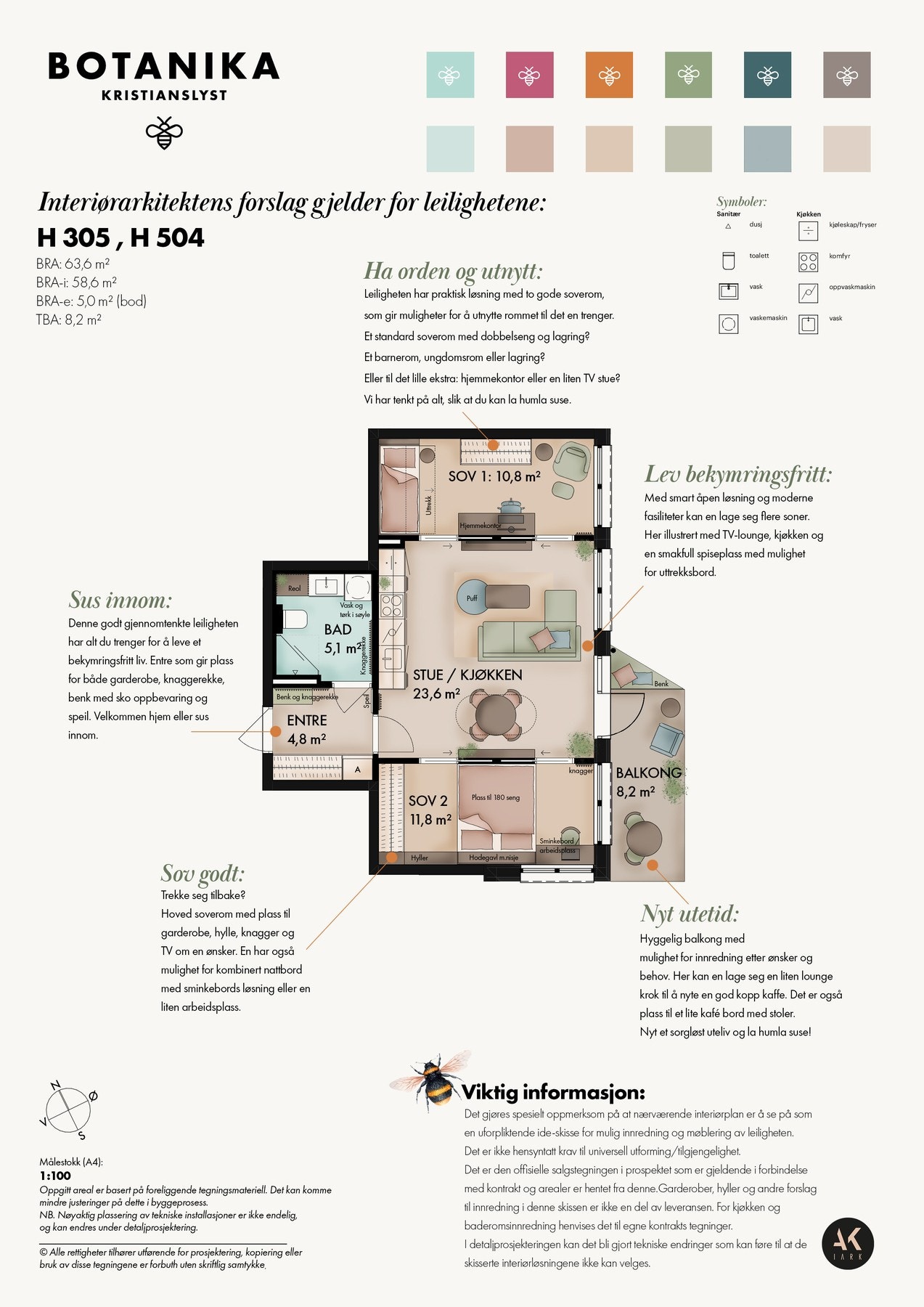 Hvordan ville du ha innredet leiligheten? Interiørarkitekten har kommet med forslag for møblering av B301. Galleribilde