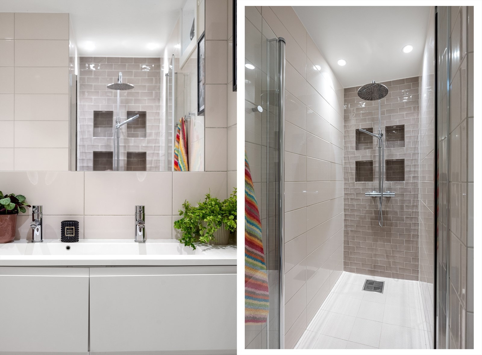 I dusjnisjen er det innfelt praktiske hyller i veggen. Galleribilde