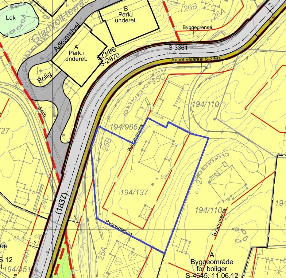 Tomtegrenser og byggelinje Galleribilde