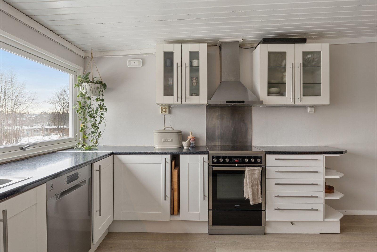 Av hvitevarer er det plass til komfyr, oppvaskmaskin og kjøl-/fryseskap. Galleribilde