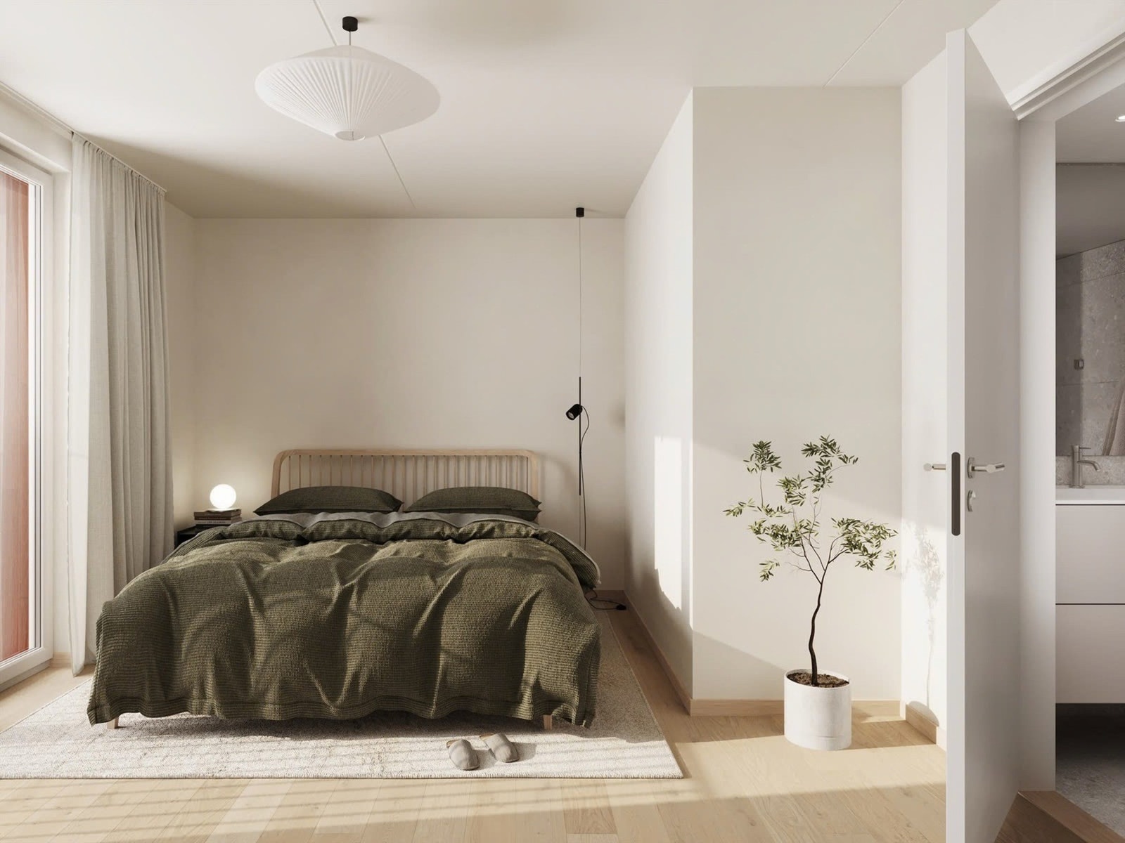 Illustrasjon av et soverom i Poulssons kvarter.
Avvik vil forkomme. Galleribilde