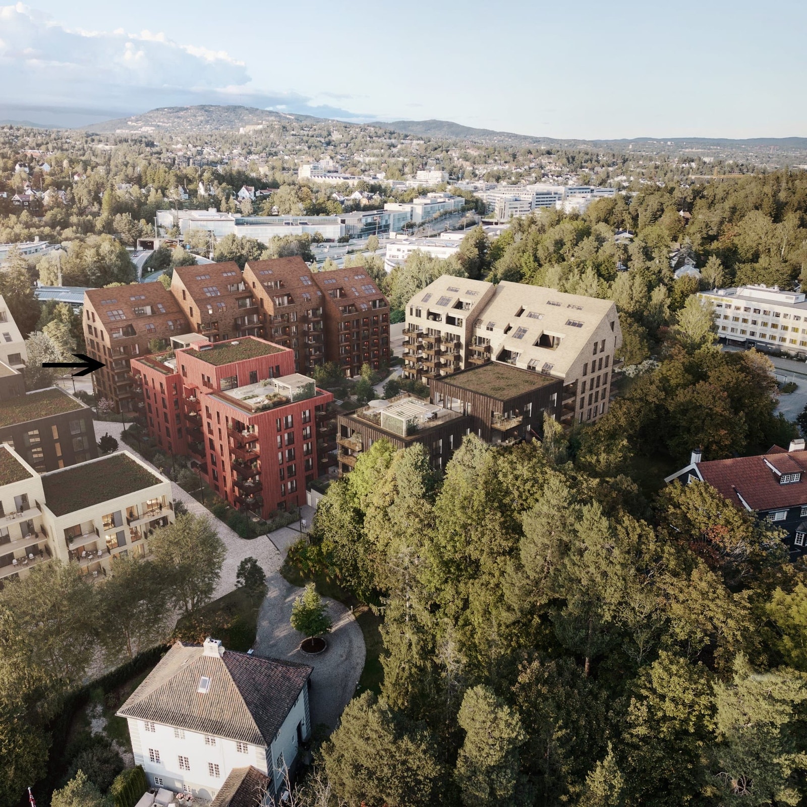 Pilen markerer boligens beliggenhet. Galleribilde