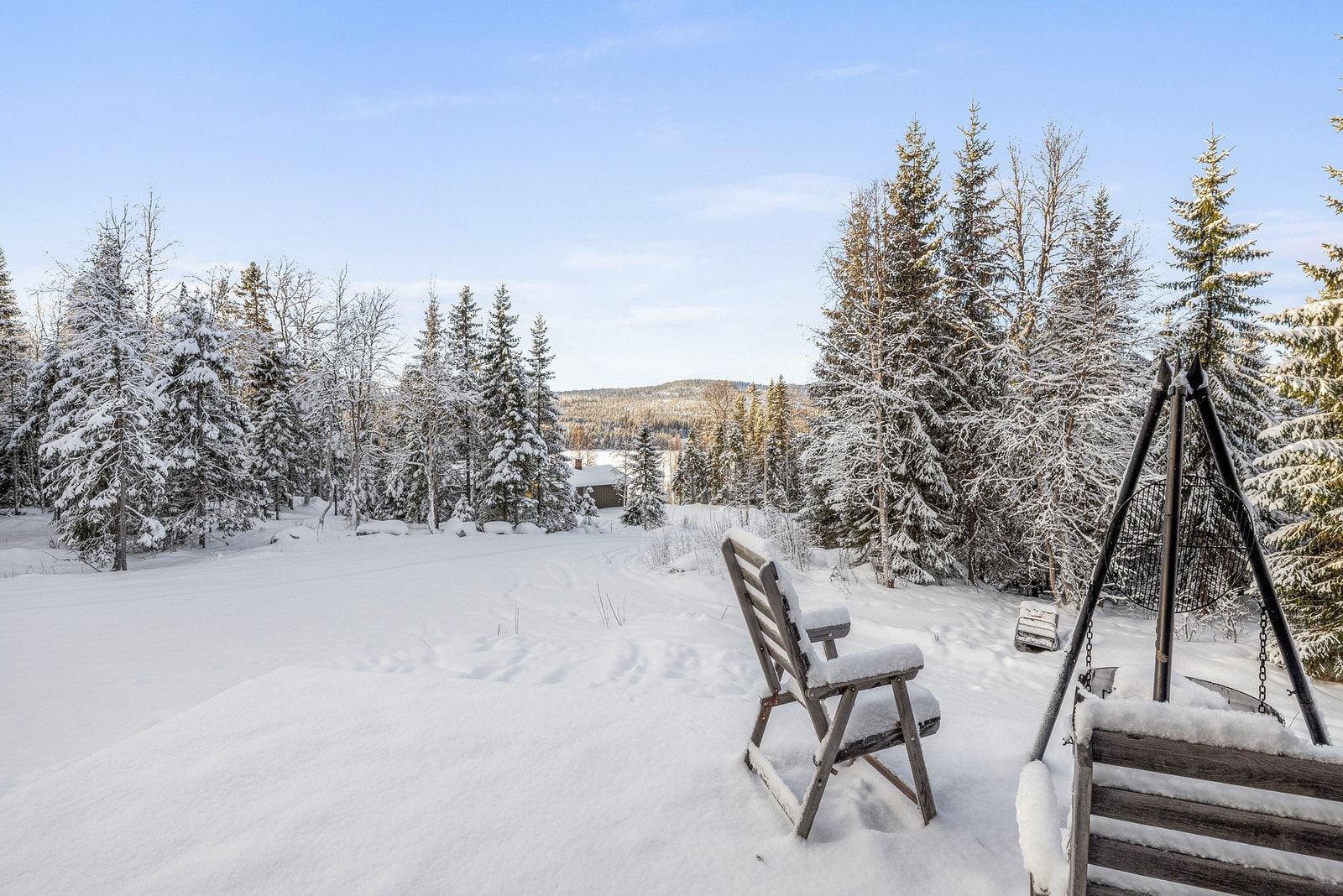 Fra eiendommen er det utsikt mot nærområdet og Laksjøen Galleribilde