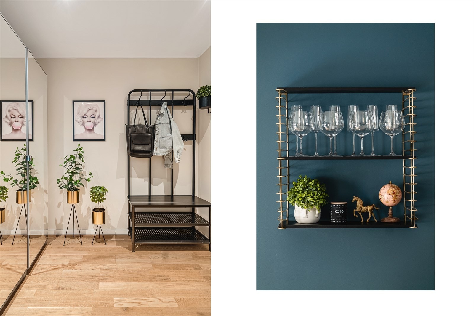 I gangen er det god plass til oppheng av yttertøy og plassering av sko. Her er også etablert en romslig garderobe løsning for ytterligere systematisering og oppbevaring. Galleribilde