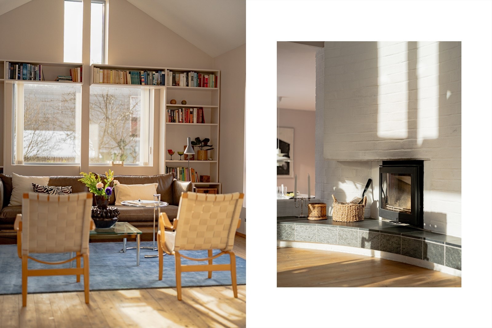 Romslig stue med peis Galleribilde