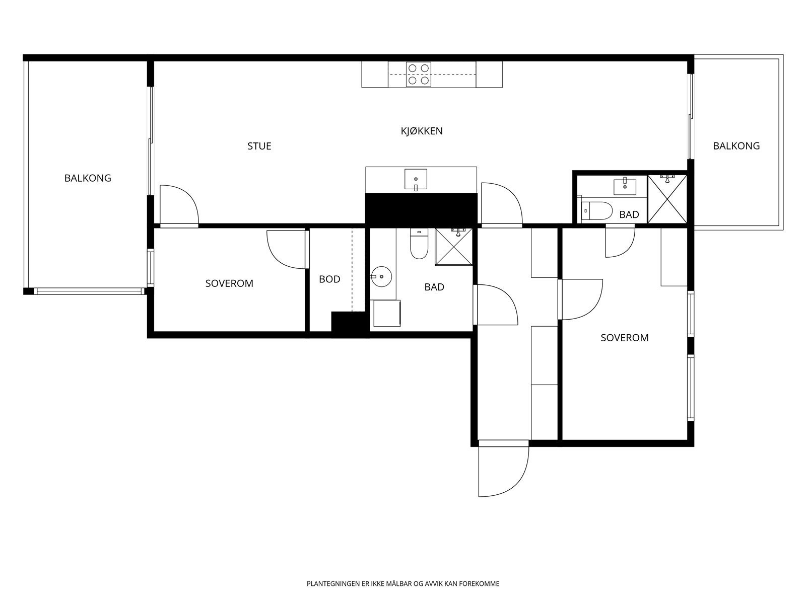 Planskisse. Legg merke til to bad og to balkonger. Galleribilde